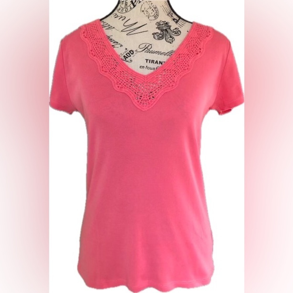 Lauren by Ralph Lauren Women's Short Sleeve Top Coral Pink Size Medium